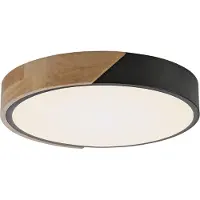 JUST LIGHT . Plafoniera LED Bila, nera, Ø 32 cm, legno