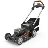 WORX WG749E Tosaerba a batteria 40 V (2x20 V) PowerShare, trazione sulle ruote, potente motore brushless, larghezza di taglio 46 cm, 7 altezze di taglio, batteria e caricabatteria inclusi, nero