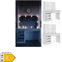 Vicco Tavolo da toeletta Sherry Bianco 120 cm con specchio e catena luminosa LED, Model 33955
