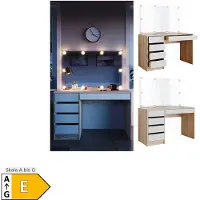 Vicco Tavolo da toeletta Sherry Bianco/Sonoma 120 cm con specchio e catena luminosa LED, Model 36884