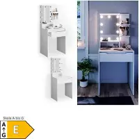 Vicco Tavolo da toeletta Ruben Bianco 60 cm con specchio e catena luminosa LED, Model 34612