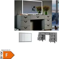 Vicco Tavolo da toeletta Anett Grigio 150 cm con specchio a LED, Model 40717