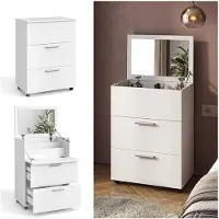 Vicco Tavolo da toeletta Hanna Bianco 65.8 cm con specchio, Model 41510