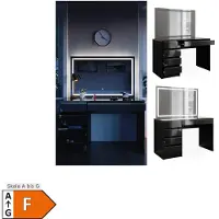 Vicco Tavolo da toilette Sherry Nero/Oro 120 cm con specchio a LED, Model 47713