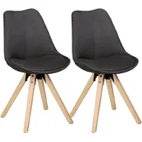 KADIMA DESIGN set di 2 sedie da pranzo "Lund": design scandinavo, seduta confortevole. Antracite, Materiale: tessuto, 49x52x87 cm |
