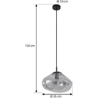 LINDBY Lampada a sospensione Lelia, grigio fumo, vetro, Ø 35 cm