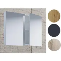VCM Armadio bagno senza tempo | Dimensioni ca. H. 59 x W. 60 x D. 12 cm | Due porte girevoli | Armadio a specchio - Badinos 59 x 60 cm