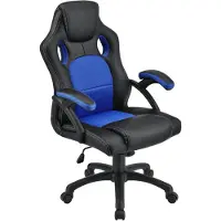 Juskys Racing desk chair Montreal (blu) - sedia da gioco ergonomica, regolabile in altezza e imbottita, fino a 120 kg - sedia da ufficio girevole