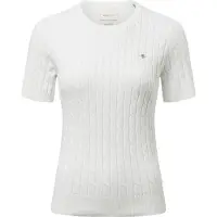 Gant per donna. 4800105 Maglione bianco in cotone elasticizzato a trecce (L), Casual, Classico, Manica corta