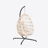HOME DELUXE Sedia pensile LOMA - pieghevole, 1 posto in beige | cesto pensile, sedia pensile, arredo giardino, altalena da giardino