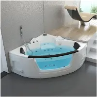 HOME DELUXE - Whirlpool - Laguna L - Bianco, dimensioni 157x157x65cm - incl. radio, riscaldamento e terapia della luce I Vasca ad angolo per 2 persone, vasca interna