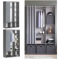 Vicco Armadio multifunzione multifunzione Luigi Grigio 38 x 178.1 cm con appendiabiti a tenda, Model 40590