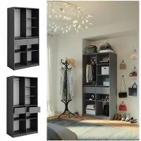 Vicco Armadio multifunzione Elmo Antracite 100 x 200 cm con 2 cassetti, Model 50198