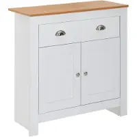 KADIMA DESIGN Moderna credenza con 2 cassetti, rovere e bianco, rivestimento in resina melamminica. 79x35x81 cm |