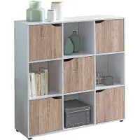 KADIMA DESIGN Scaffale a terra con 9 scomparti, bianco/sonoma, spazio per libri/decorazioni. 89x29x91 cm |