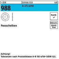 Reyher Rondelle di spessoramento DIN 988 1.4301 20x28x0,25 Tol. ISO 4759-3/A-B A 2 (100 pezzi)