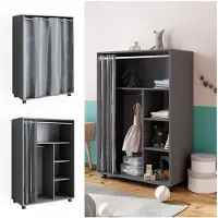 Vicco Armadio multifunzione multifunzione Doros Grigio 100 x 146.6 cm aperto, su rotelle, Model 40638