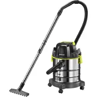 Ryobi - 18V ONE+ wet and dry vacuum cleaner - 18 L stainless steel tank - 11.4 kPa + 1.8 m hose & accessories - R18WDV-0