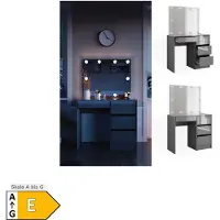 Vicco Tavolo da toeletta Sherry Grigio 90 cm con specchio e catena luminosa LED, Model 41284