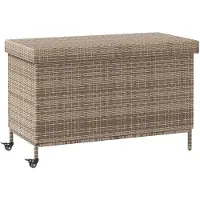 vidaXL Cassapanca da giardino con rotelle Grigio 110x55x73 cm Poly rattan