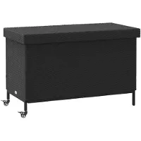 vidaXL Cassapanca da giardino con rotelle Nero 110x55x73 cm Poly rattan