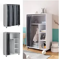 Vicco Armadio multifunzione multifunzione Doros Bianco 100 x 146.6 cm aperto, con rotelle, Model 40636
