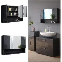 Vicco Specchio contenitore bagno Irma Antracite lucido 80.1 x 55 cm, Model 39453