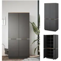 Vicco Armadio multifunzione multifunzione Betti Antracite/Sonoma 82 x 179 cm con 4 ante, Model 40610