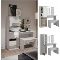 Vicco Tavolo da toilette Jasmin Bianco 123 x 141.2 cm con specchio e panca, Model 51268
