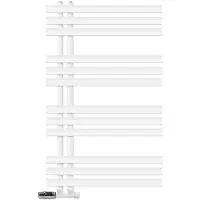 LuxeBath radiatore da bagno Iron EM 600x1000 mm bianco attacco laterale con set di collegamento e termostato parete d'angolo, design radiatore da bagno, senza elemento riscaldante