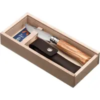 Opinel coltello da tasca No. 8 Luxury Range con fodero in pelle, legno d'olivo