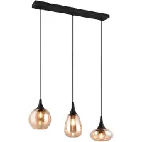TRIO Lighting Lampada a sospensione Lumina, a 3 luci, nero/ambra, vetro