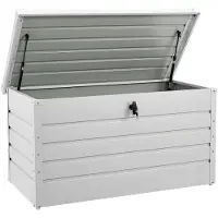 Juskys box in metallo Limani 380 litri - box da esterno - impermeabile, con serratura - box da giardino, box per cuscini, box per cuscini da giardino bianco