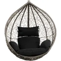 HOME DELUXE - Sedia sospesa Cielo - Nero, solo cesto - incl. cuscini di seduta e di schienale I Sedia sospesa in polyrattan cesto sospeso per altalena da giardino