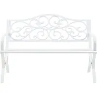 Casa.pro Panchina da giardino 'Utav' per 2-3 persone in acciaio 127 x 53 x 79 cm Bianco