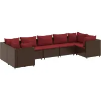 vidaXL set da salotto da giardino 7 pezzi con cuscini in polirattan marrone