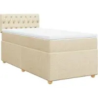 vidaXL Letto a molle con materasso crema 140x190 cm in tessuto