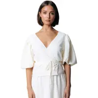 Colourful Rebel Miley Knitted Structure Wrap Top Off White Taglia: M | Magliette intime Outlet | Donna | Bianco