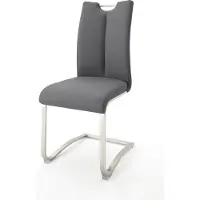 MCA Sedia girevole Artos, foro per maniglia, 140 kg, struttura in acciaio inox, pelle grigia