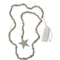 Star Trading Ghirlanda luminosa LED Beady, grigio, perline di legno, 150 cm, batteria