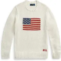 Ralph Lauren Maglia a girocollo in cotone con logo bandiera
