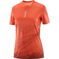 Salomon - T-shirt tecnica da donna senza cuciture - S/Lab Ultra Tee Aop W Burnt Sienna/Decadent Chocolate per Donne in Pelle - Taglia S - Arancione