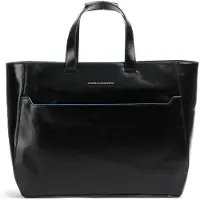 Piquadro Blue Square Borsa tote Vera Pelle 40 cm nero