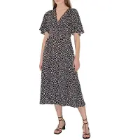 French Connection Heart Print Ss V Nk Midi Drs Black Taglia: 8 | Abiti Midi Outlet | Donna | Nero