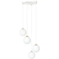 Emibig LIGHTING Lampada a sospensione Royal, a 4 luci, bianco opalino/bianco, vetro, E14