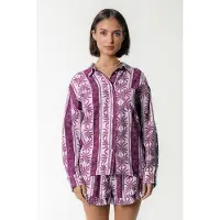 Colourful Rebel Talia Palm Dropped Shoulder Blouse Raspberry Wine Taglia: M | Maglie a manica lunga Outlet | Donna | Rosa