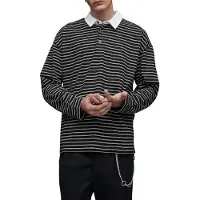 AllSaints Ave Ls Polo Jet Blk/chalk Wht Taglia: S | Polo Outlet | Uomo
