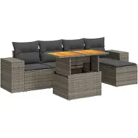 vidaXL Set di divani da giardino a 6 pezzi con cuscini in rattan grigio