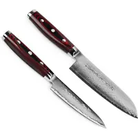 Yaxell Super Gou 37150, Set da 2 pezzi coltello santoku 16,5 cm e coltello universale 12 cm