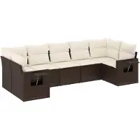 vidaXL Set di divani da giardino 7 pezzi con cuscini in polirattan marrone